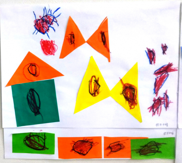 幼児教室 宇部教室ｎｏｗ ２ ３歳児クラスの折り紙遊びです Eqwelチャイルドアカデミー
